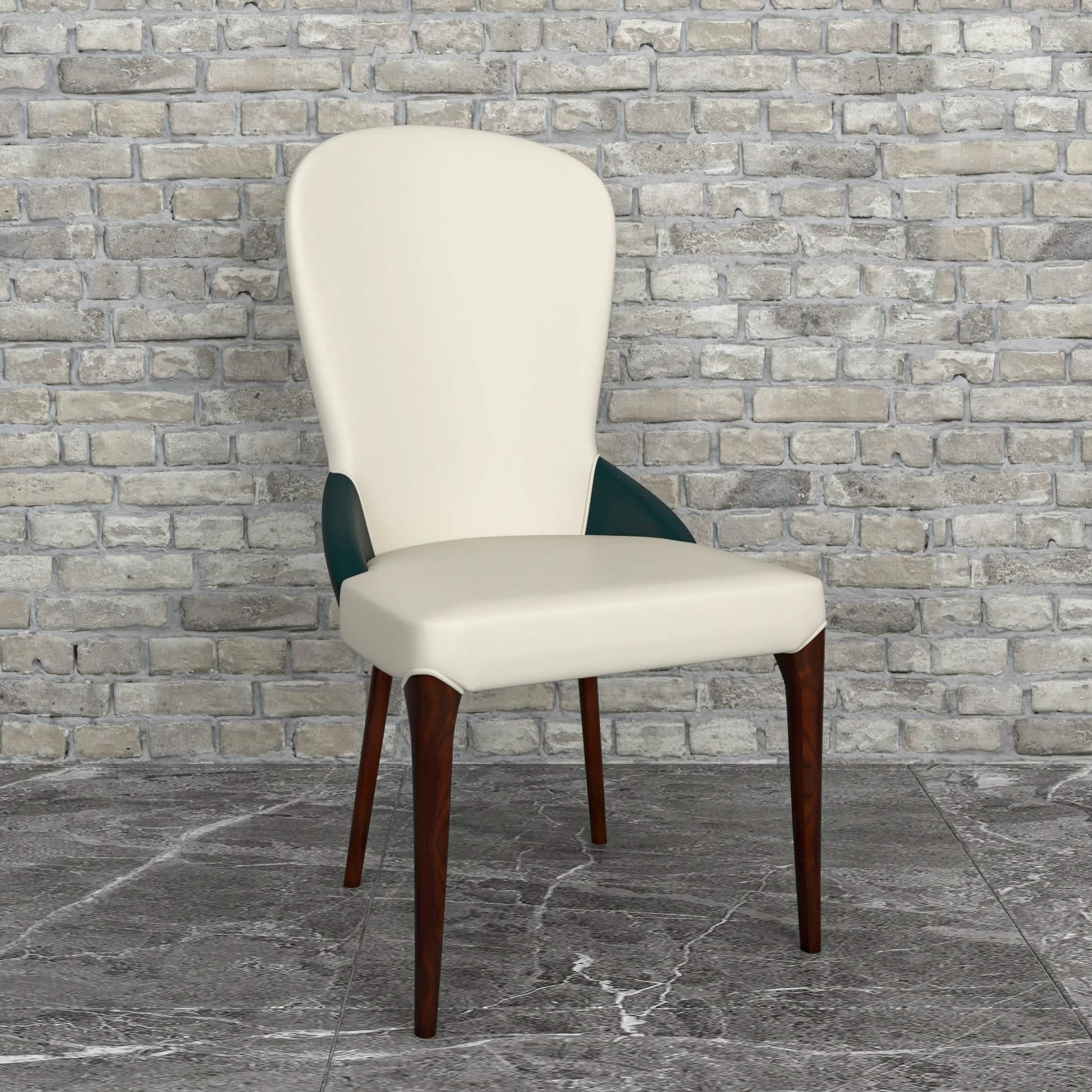 Havana Leather Dining Chair with a Two - Tone Color Design and Rubberwood Legs