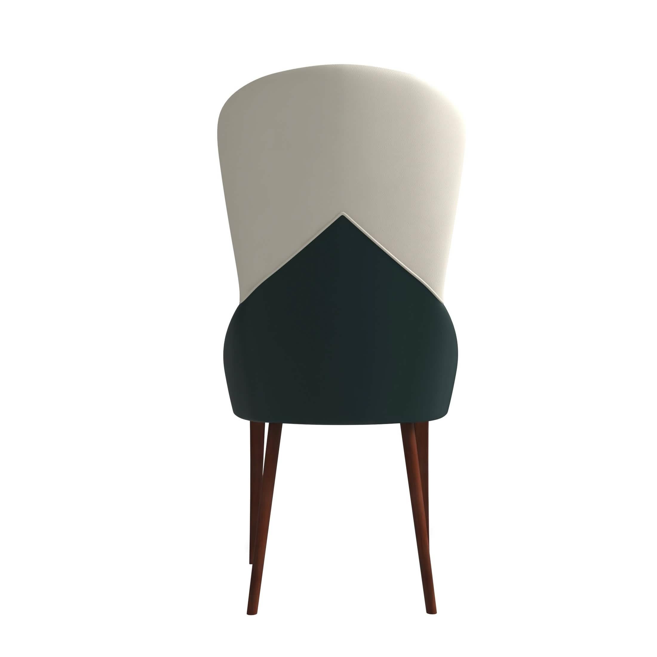 Havana Leather Dining Chair with a Two - Tone Color Design and Rubberwood Legs