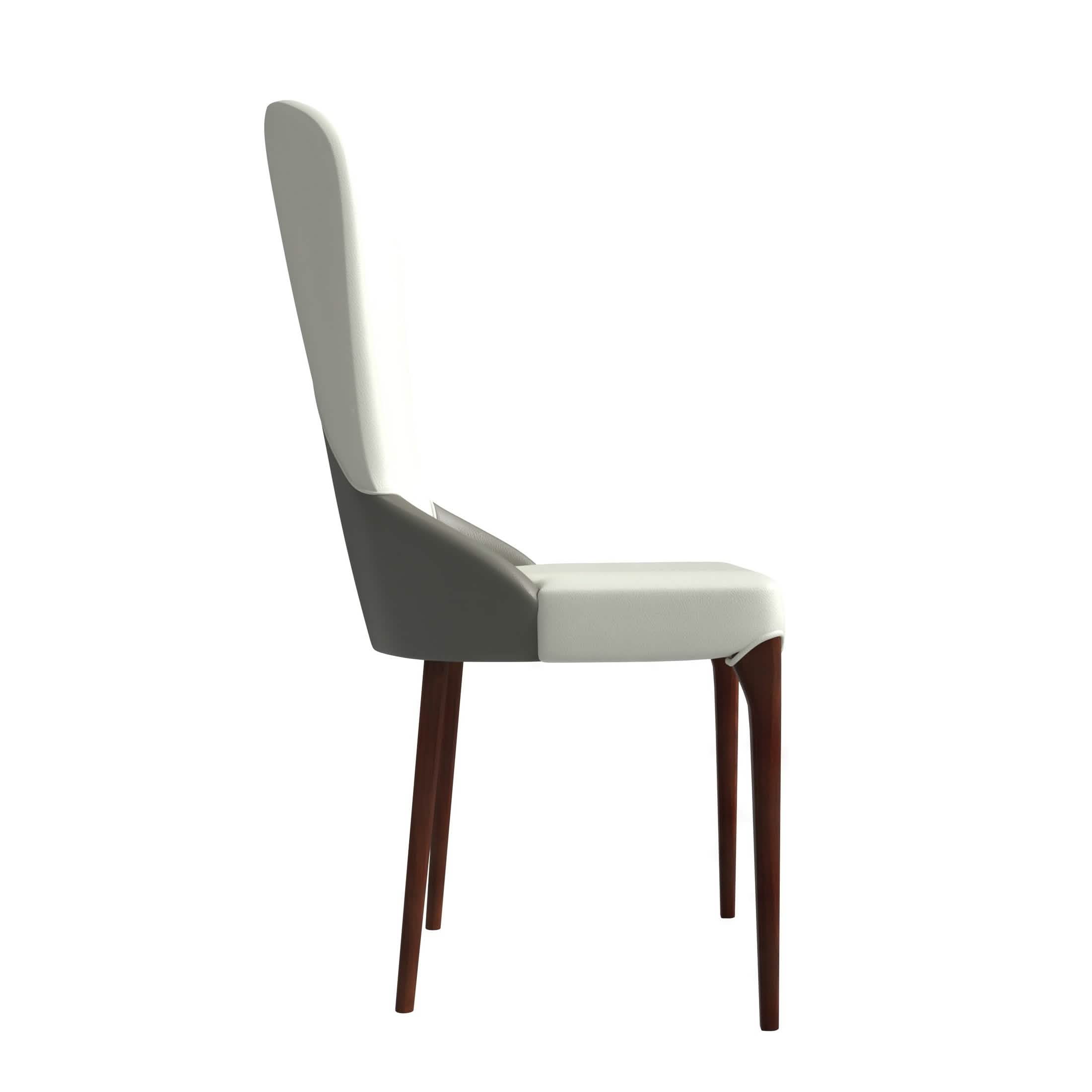 Havana Leather Dining Chair with a Two - Tone Color Design and Rubberwood Legs
