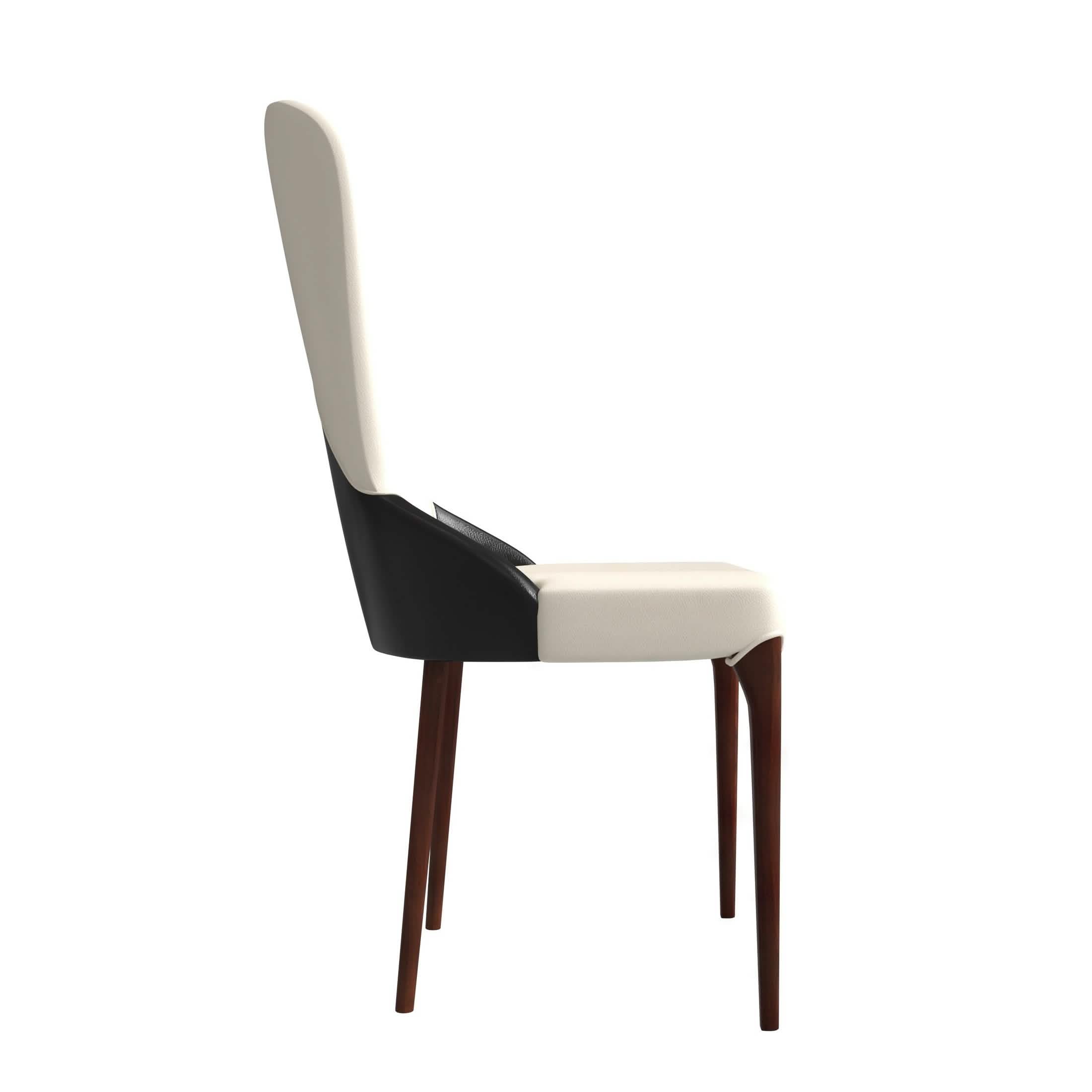 Havana Leather Dining Chair with a Two - Tone Color Design and Rubberwood Legs