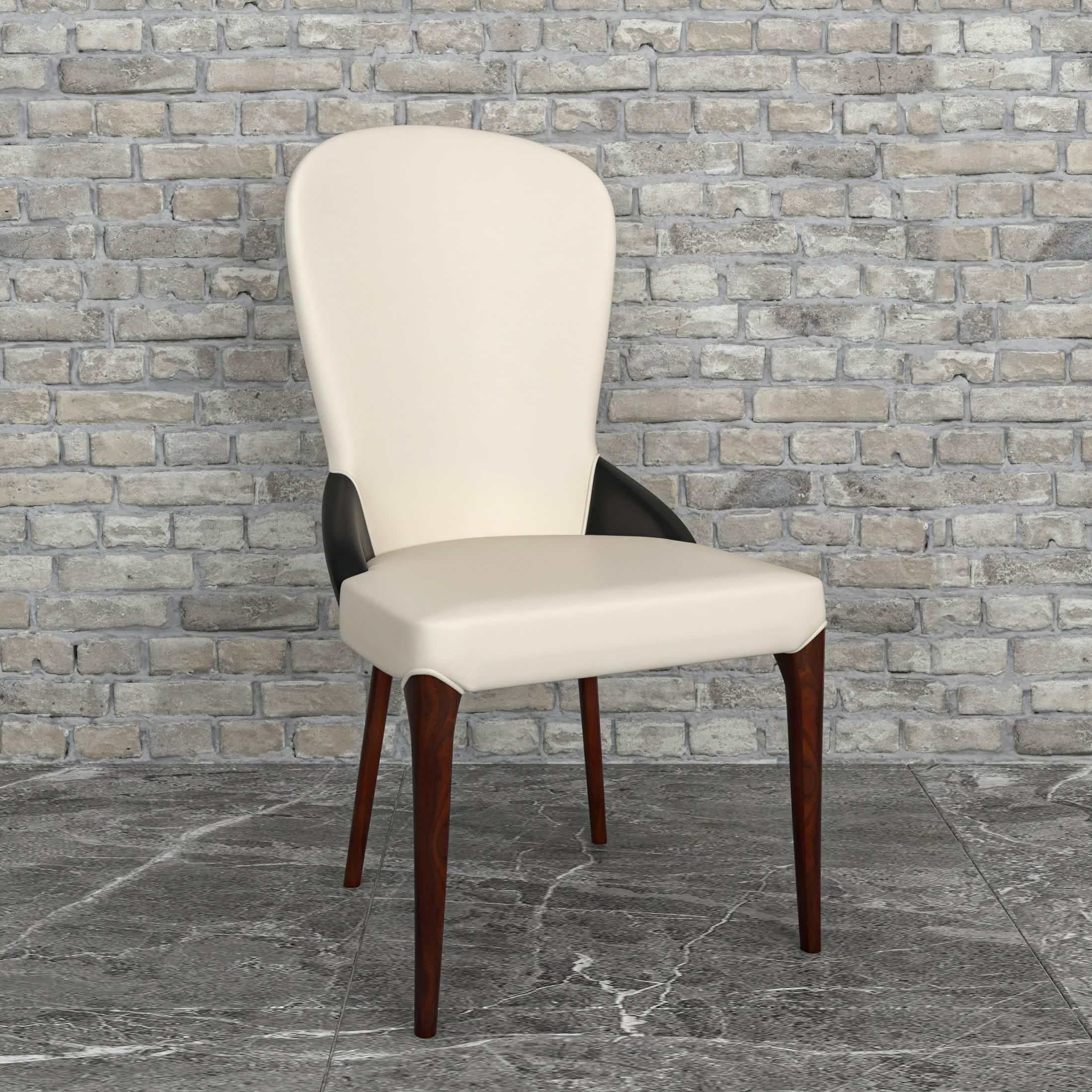 Havana Leather Dining Chair with a Two - Tone Color Design and Rubberwood Legs