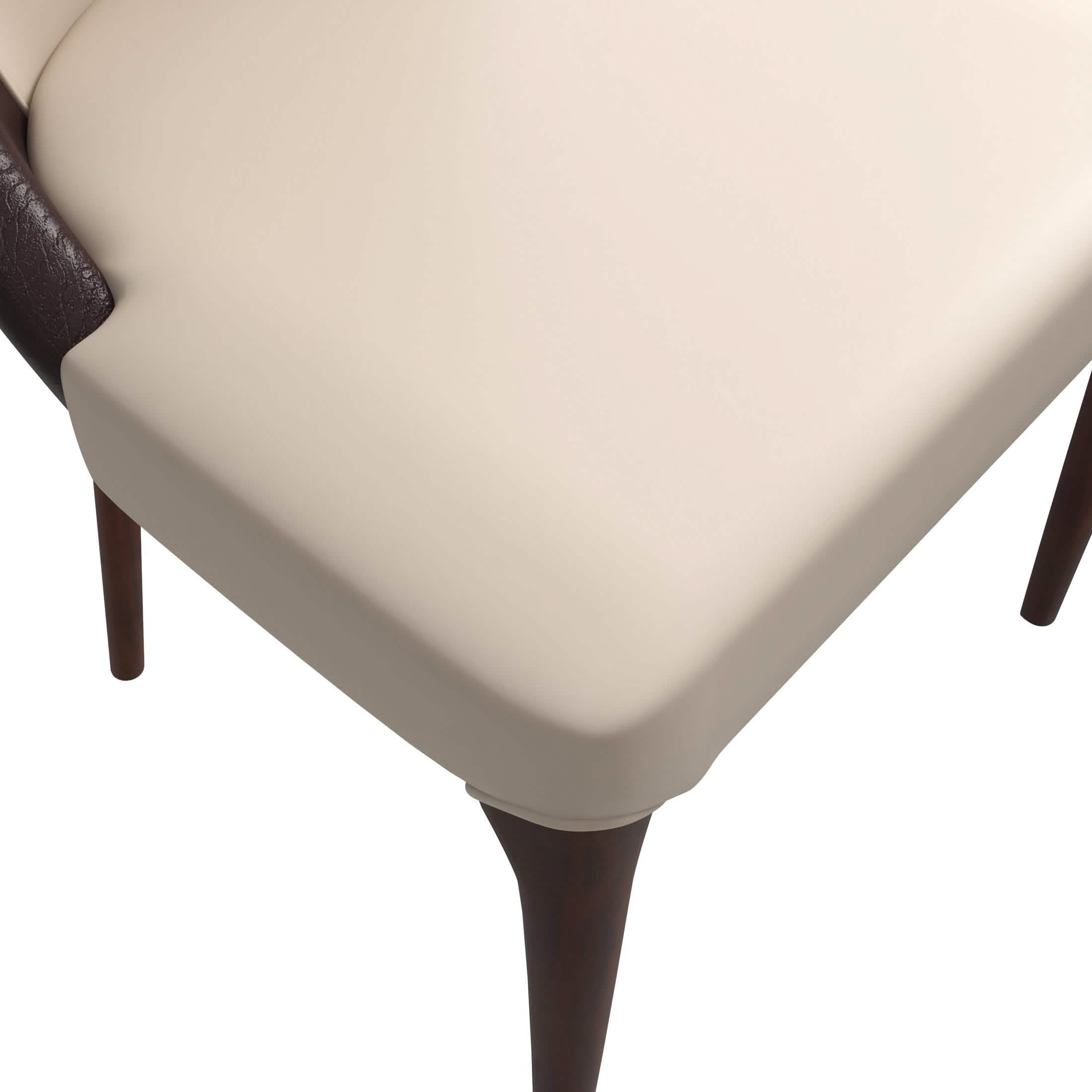 Havana Leather Dining Chair with a Two - Tone Color Design and Rubberwood Legs