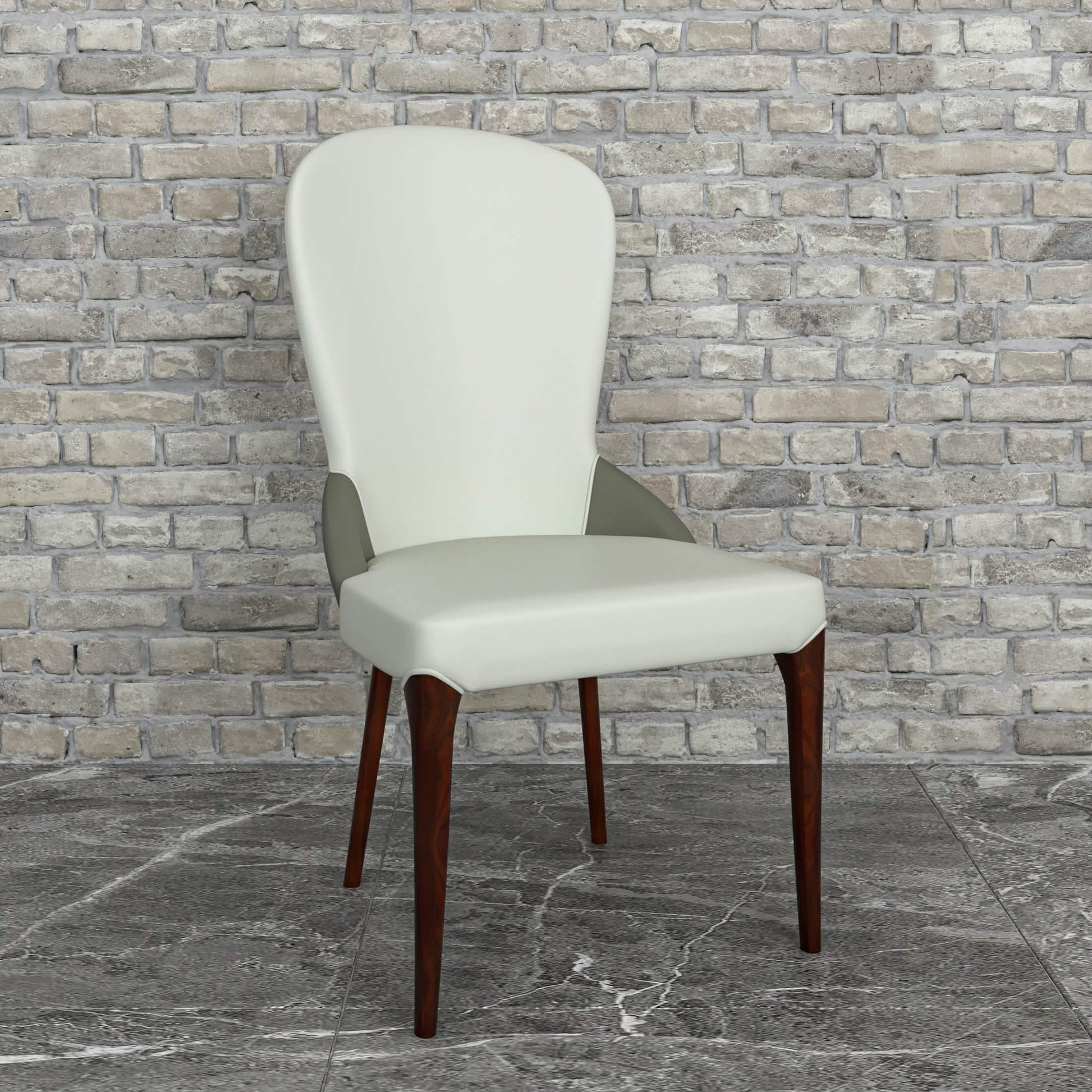 Havana Leather Dining Chair with a Two - Tone Color Design and Rubberwood Legs