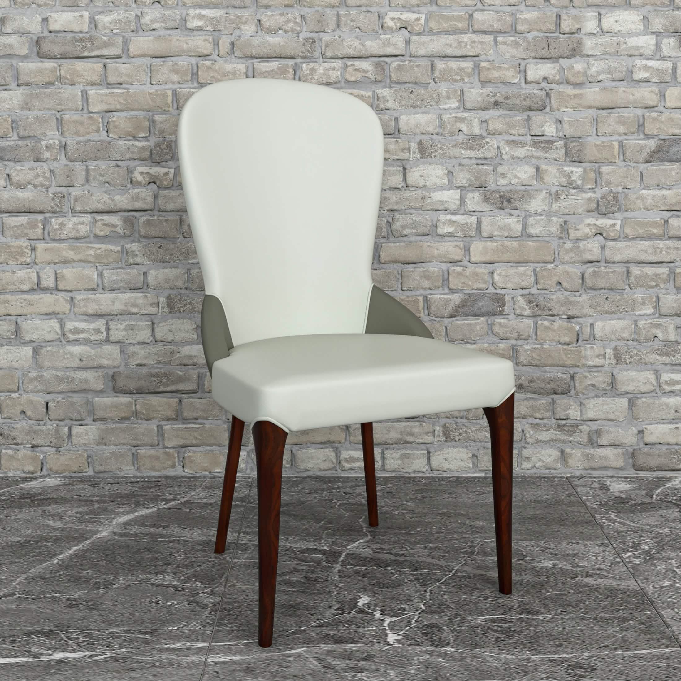 Havana Leather Dining Chair with a Two - Tone Color Design and Rubberwood Legs