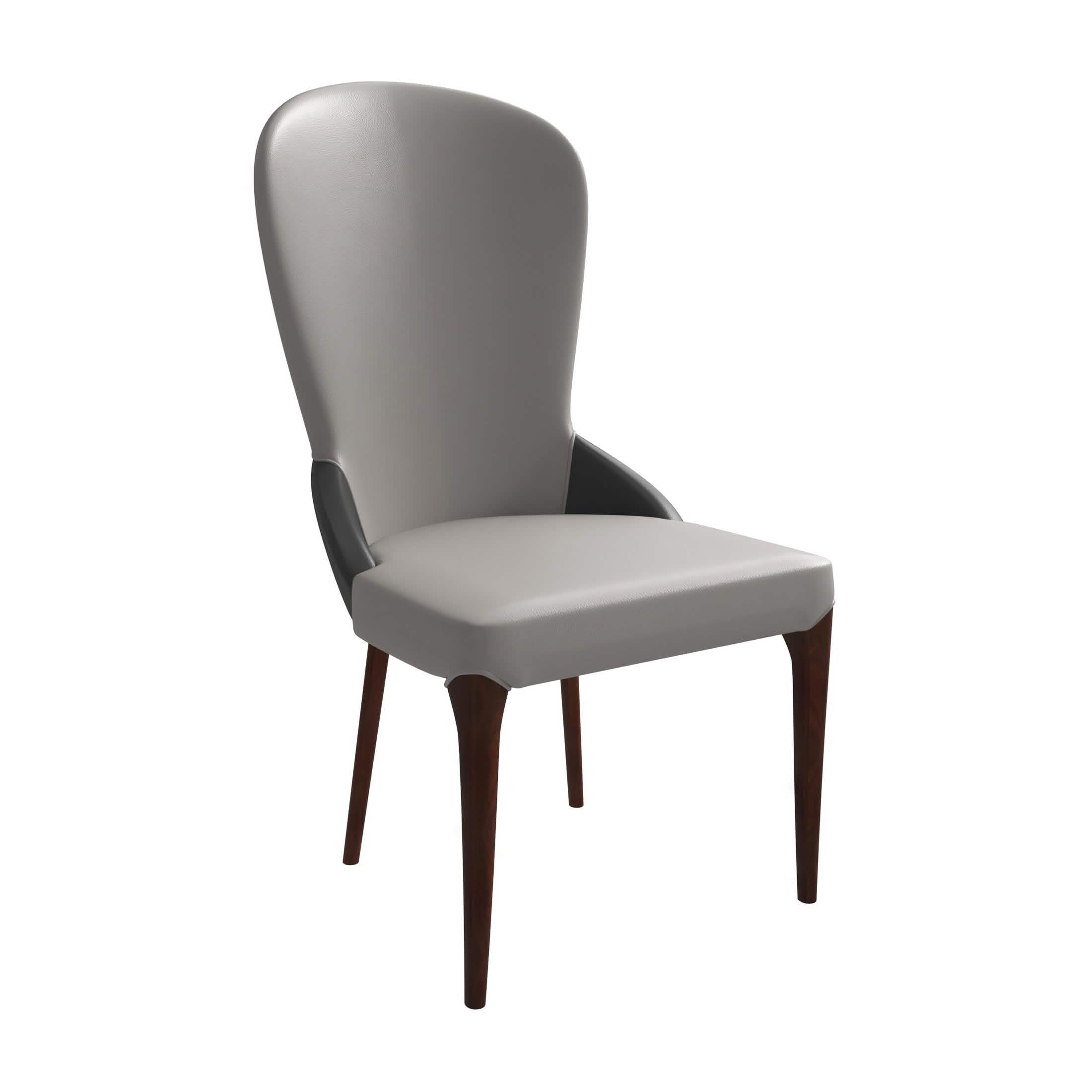 Havana Leather Dining Chair with a Two - Tone Color Design and Rubberwood Legs