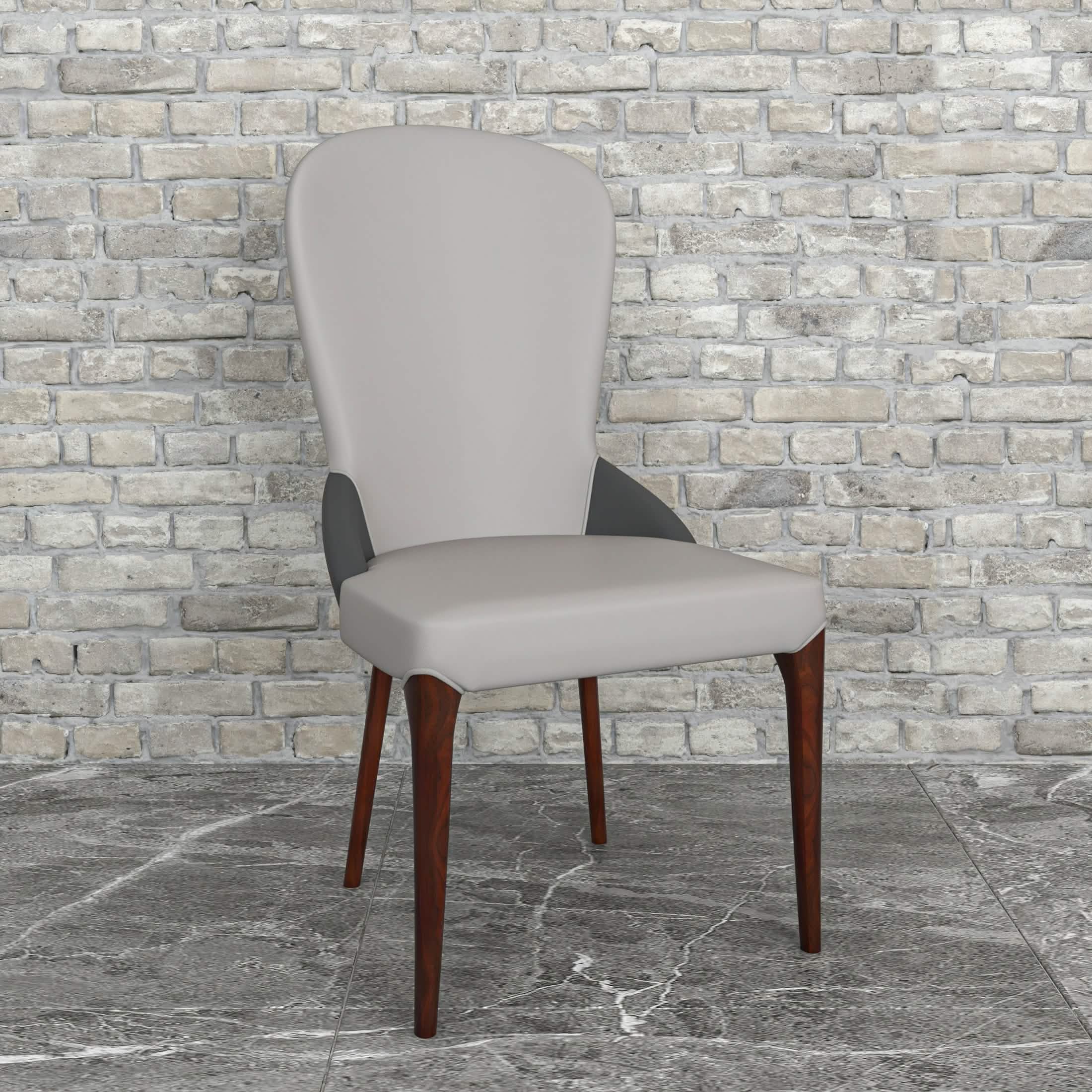 Havana Leather Dining Chair with a Two - Tone Color Design and Rubberwood Legs
