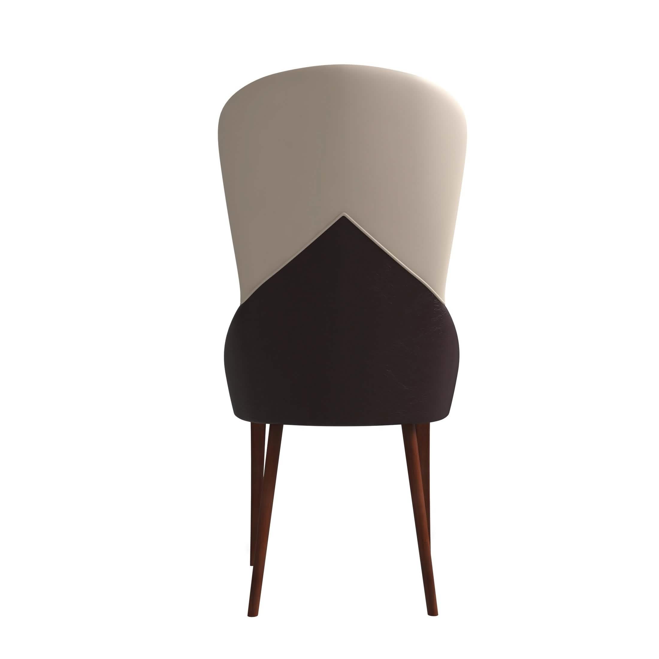 Havana Leather Dining Chair with a Two - Tone Color Design and Rubberwood Legs
