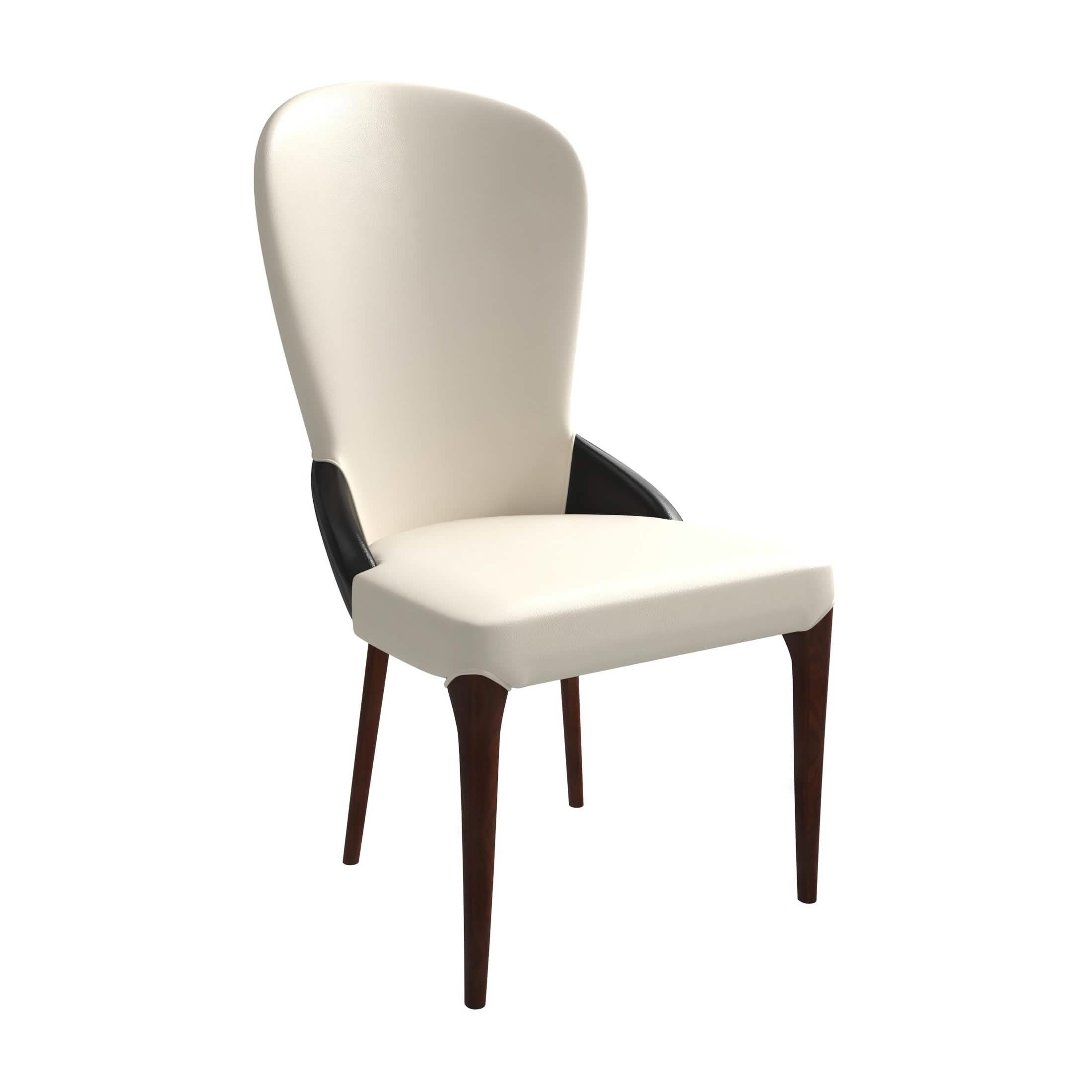 Havana Leather Dining Chair with a Two - Tone Color Design and Rubberwood Legs