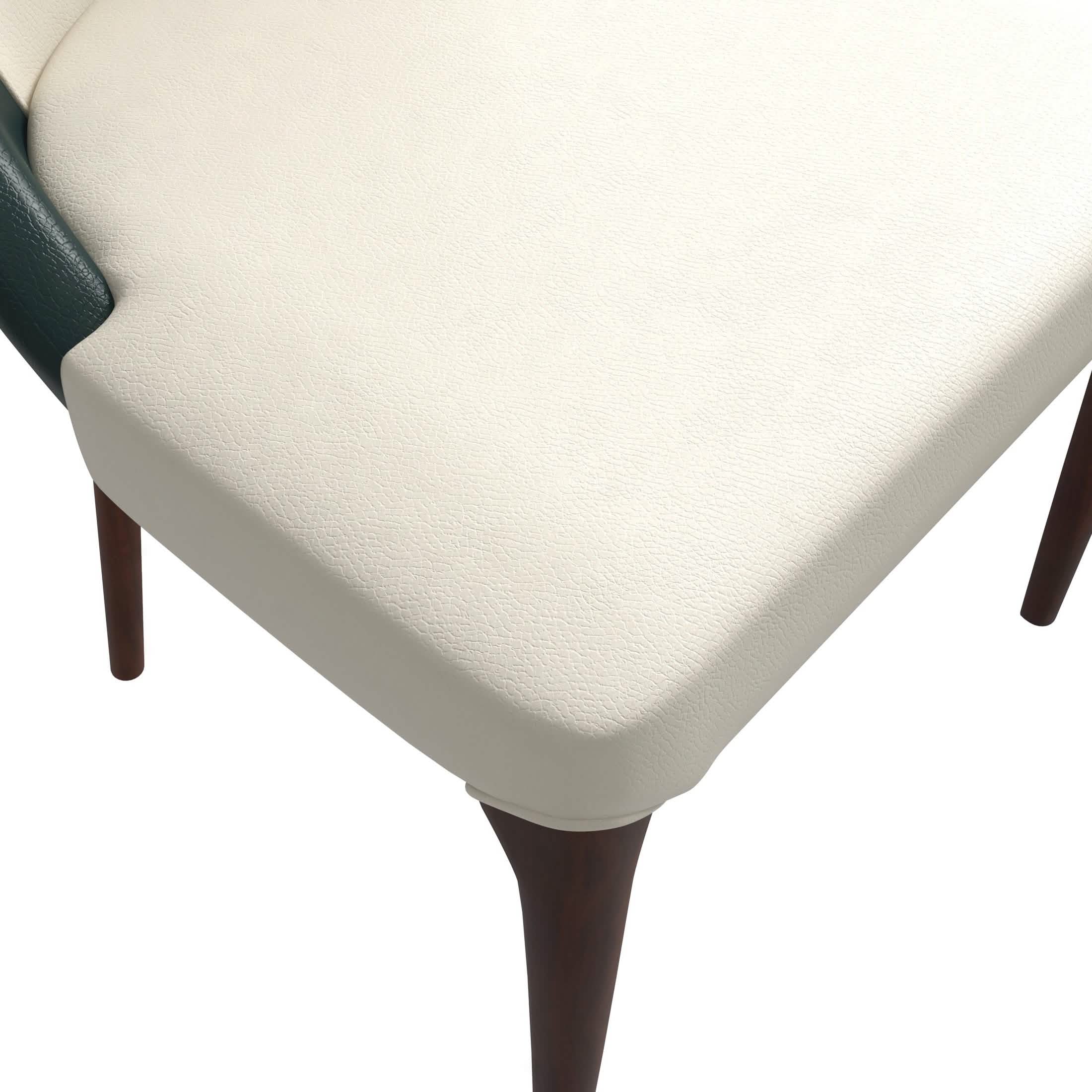 Havana Leather Dining Chair with a Two - Tone Color Design and Rubberwood Legs
