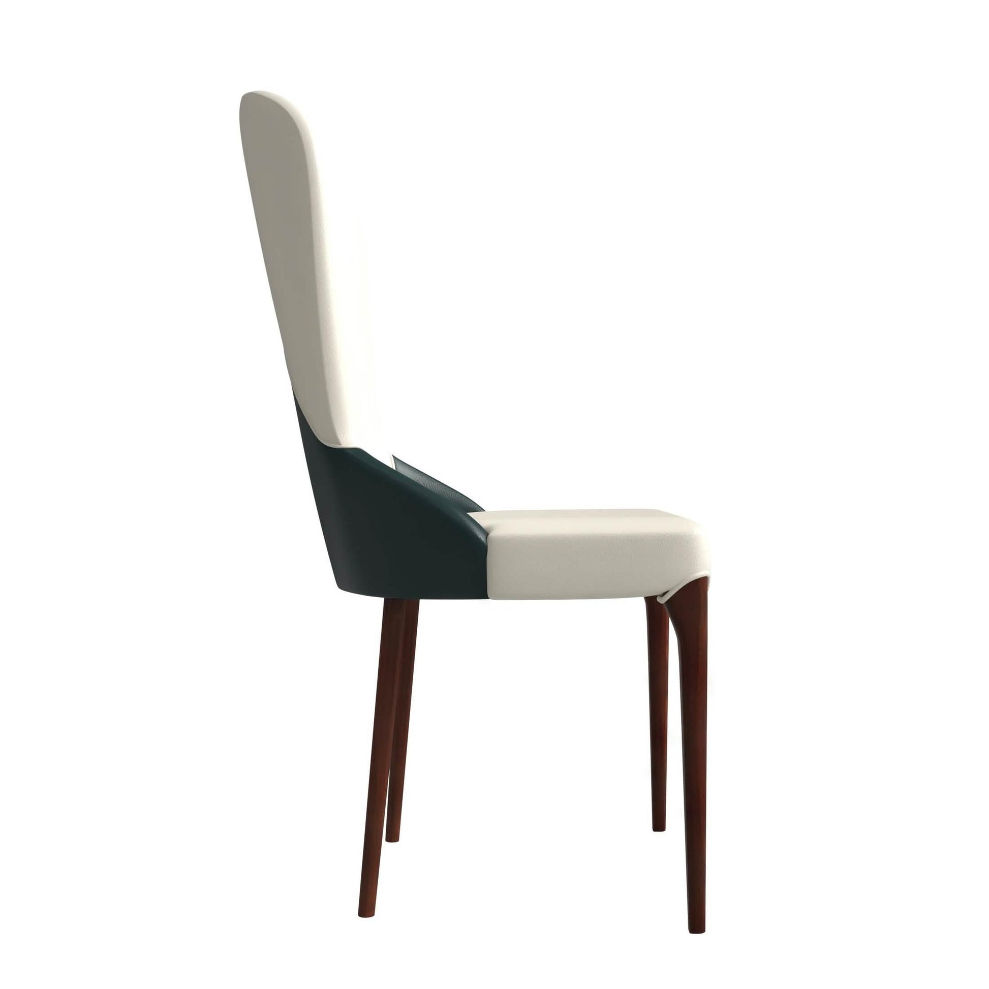 Havana Leather Dining Chair with a Two - Tone Color Design and Rubberwood Legs