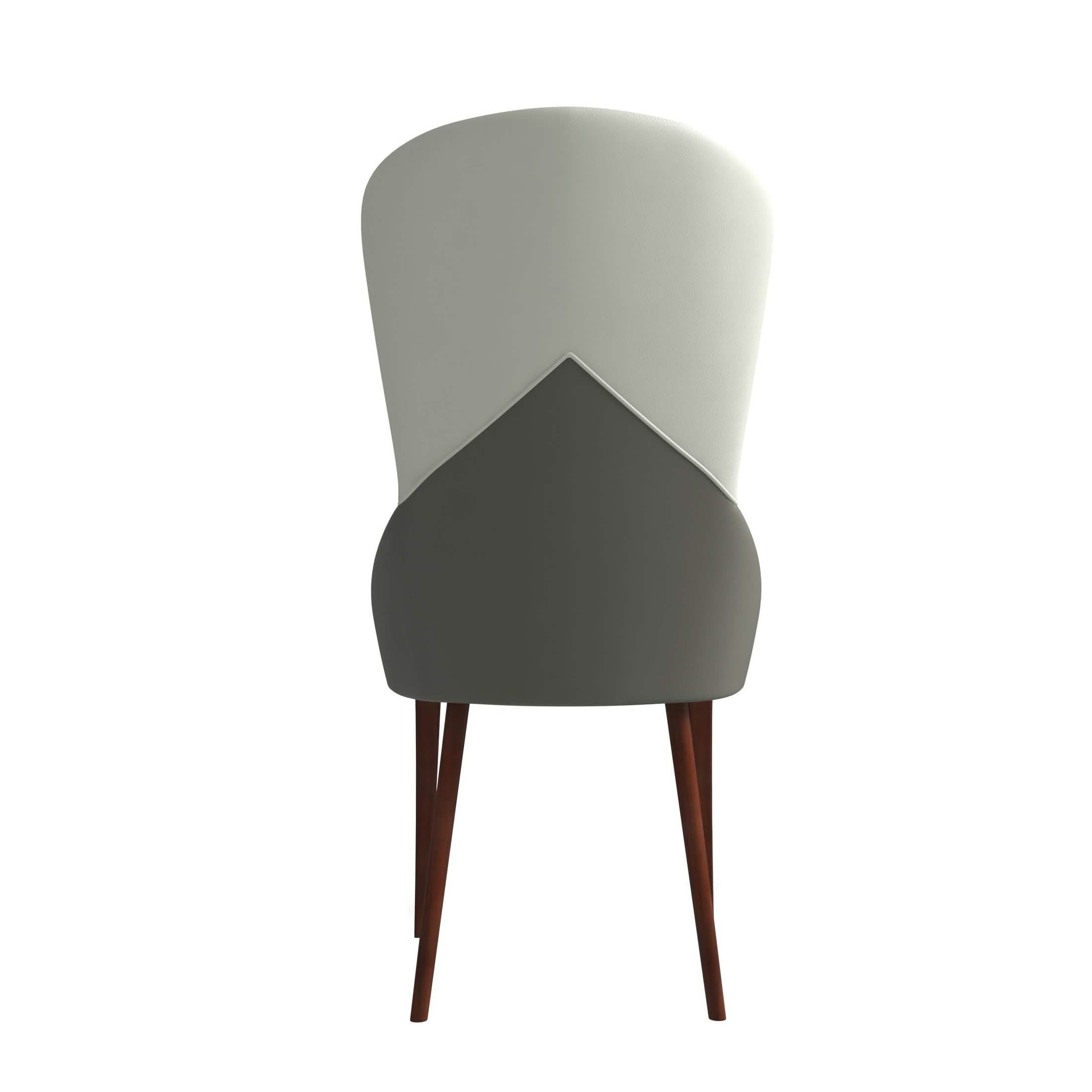 Havana Leather Dining Chair with a Two - Tone Color Design and Rubberwood Legs
