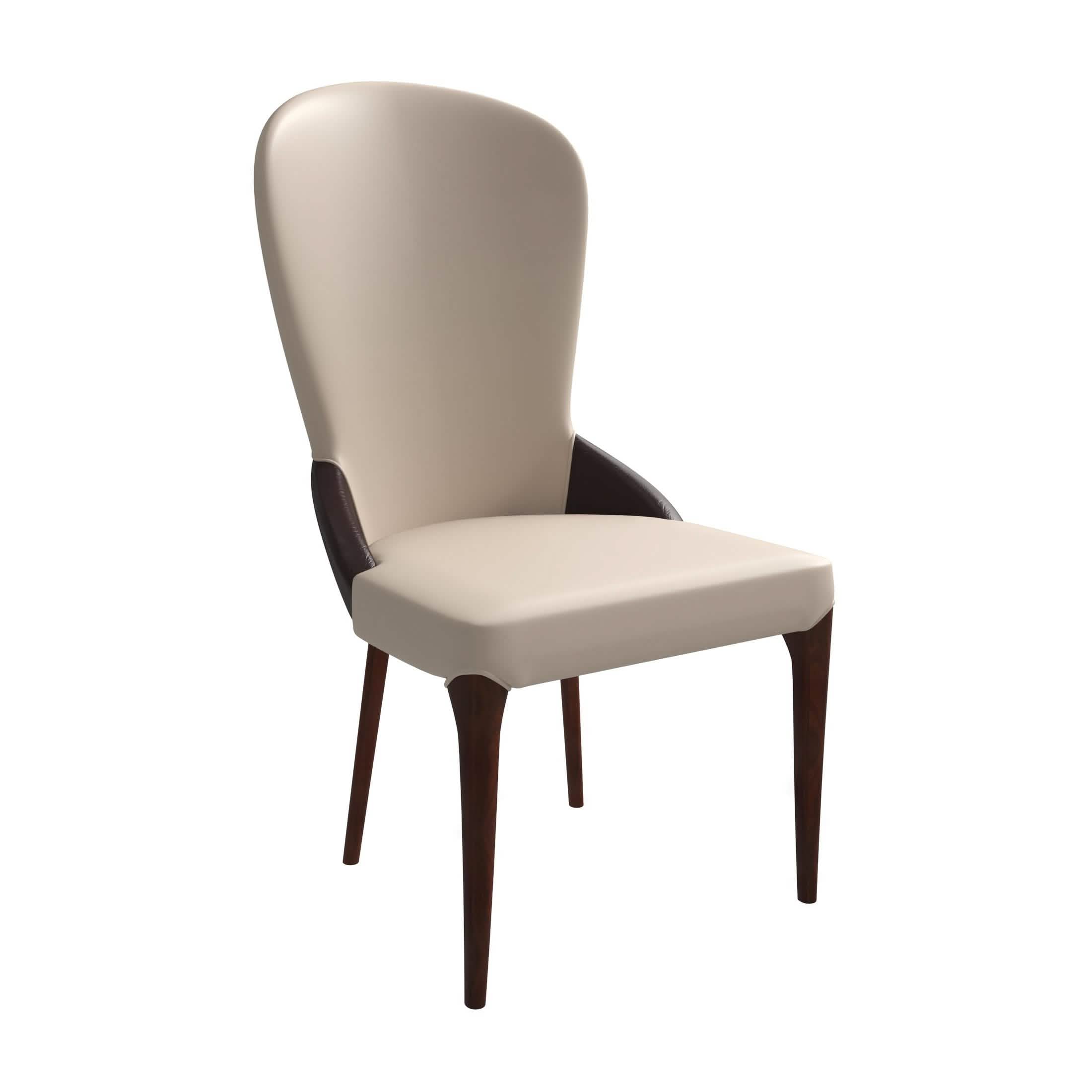 Havana Leather Dining Chair with a Two - Tone Color Design and Rubberwood Legs