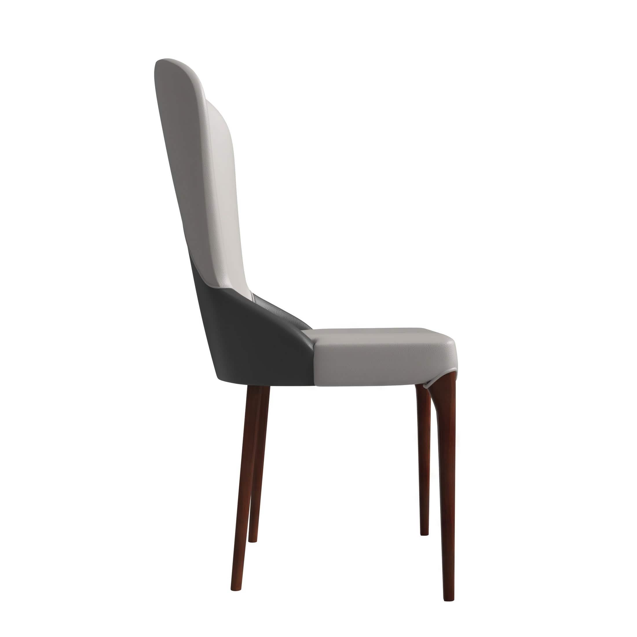 Havana Leather Dining Chair with a Two - Tone Color Design and Rubberwood Legs