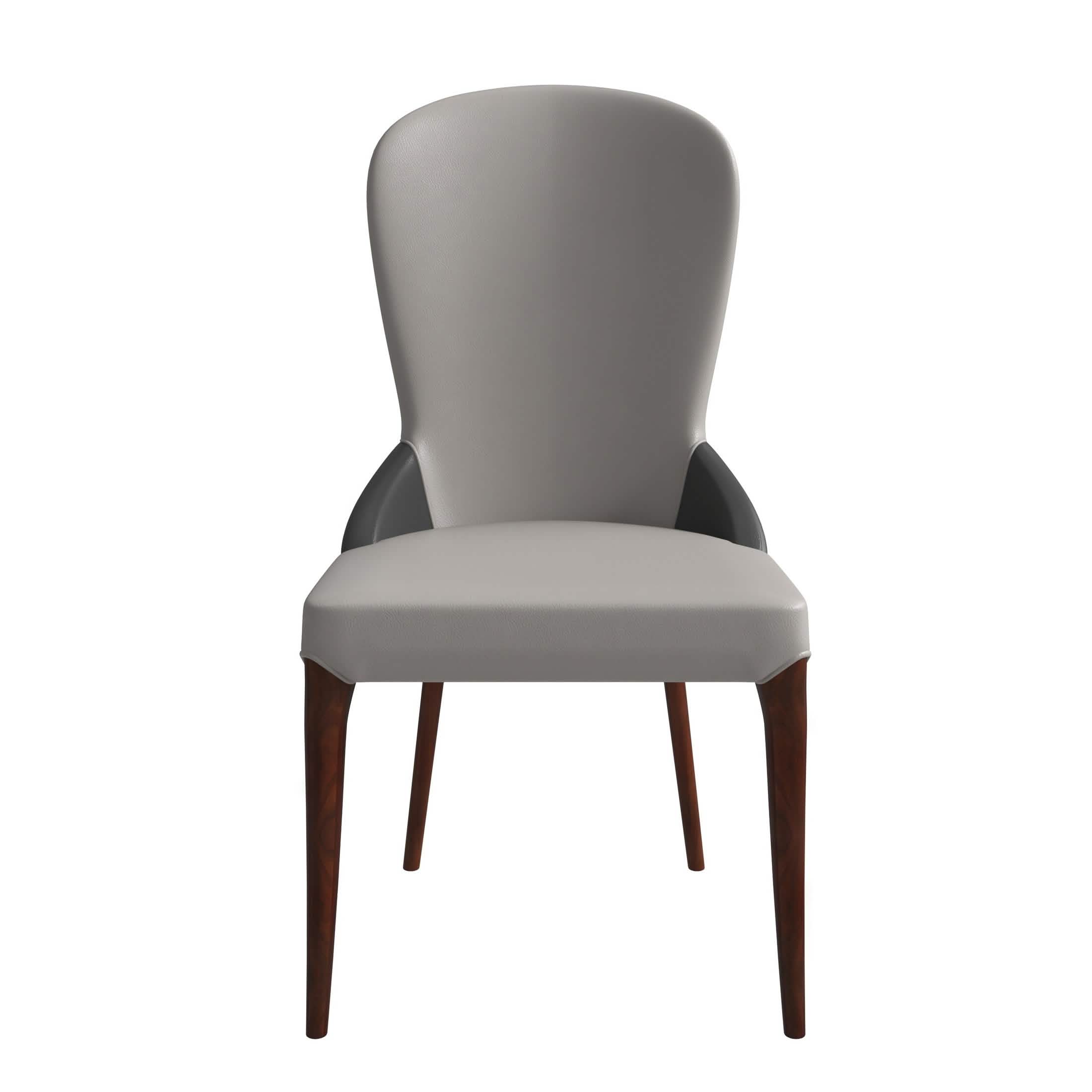 Havana Leather Dining Chair with a Two - Tone Color Design and Rubberwood Legs