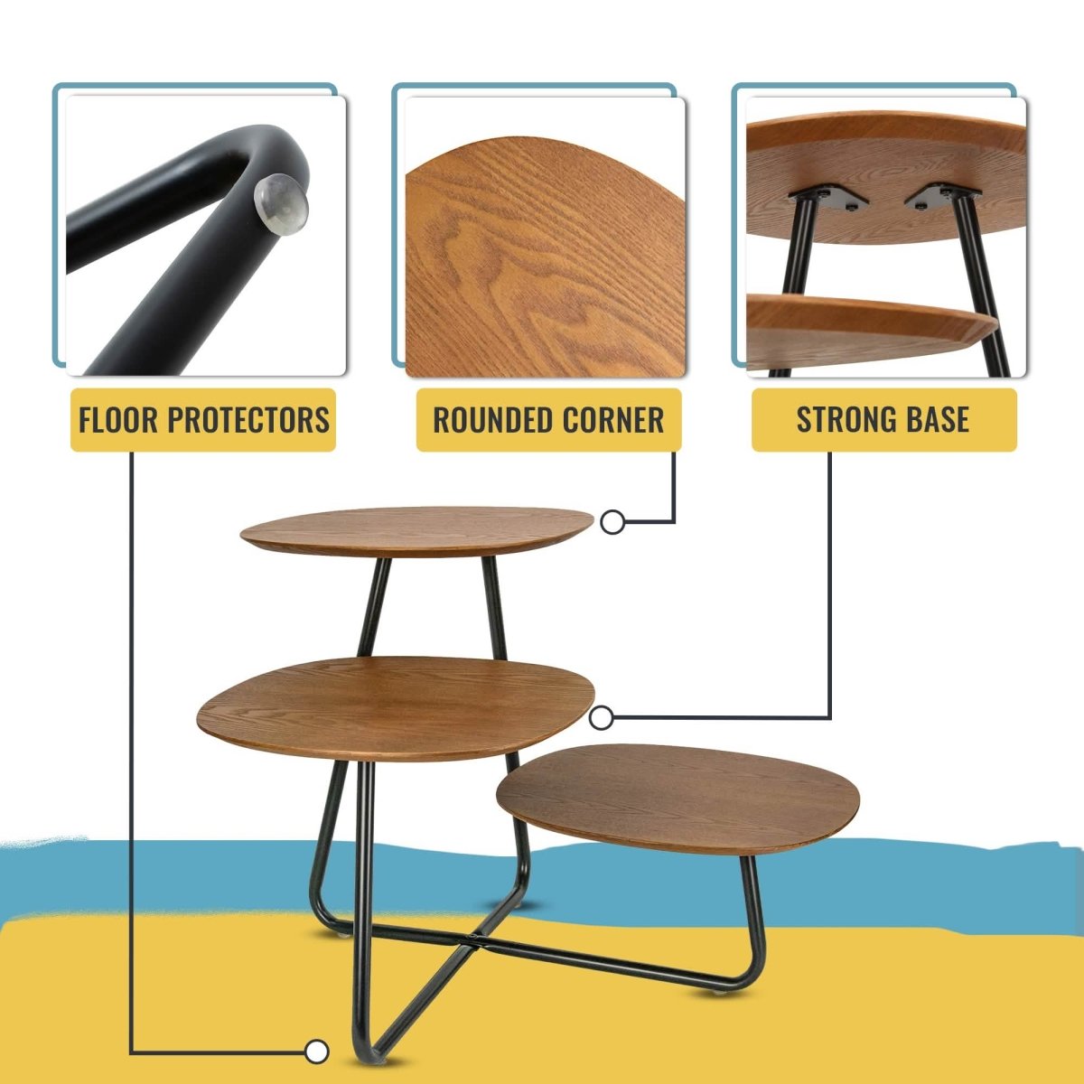 Hazelton Multi - Top End Tables with Manufactured Wood Top and Powder Coated Steel Frame