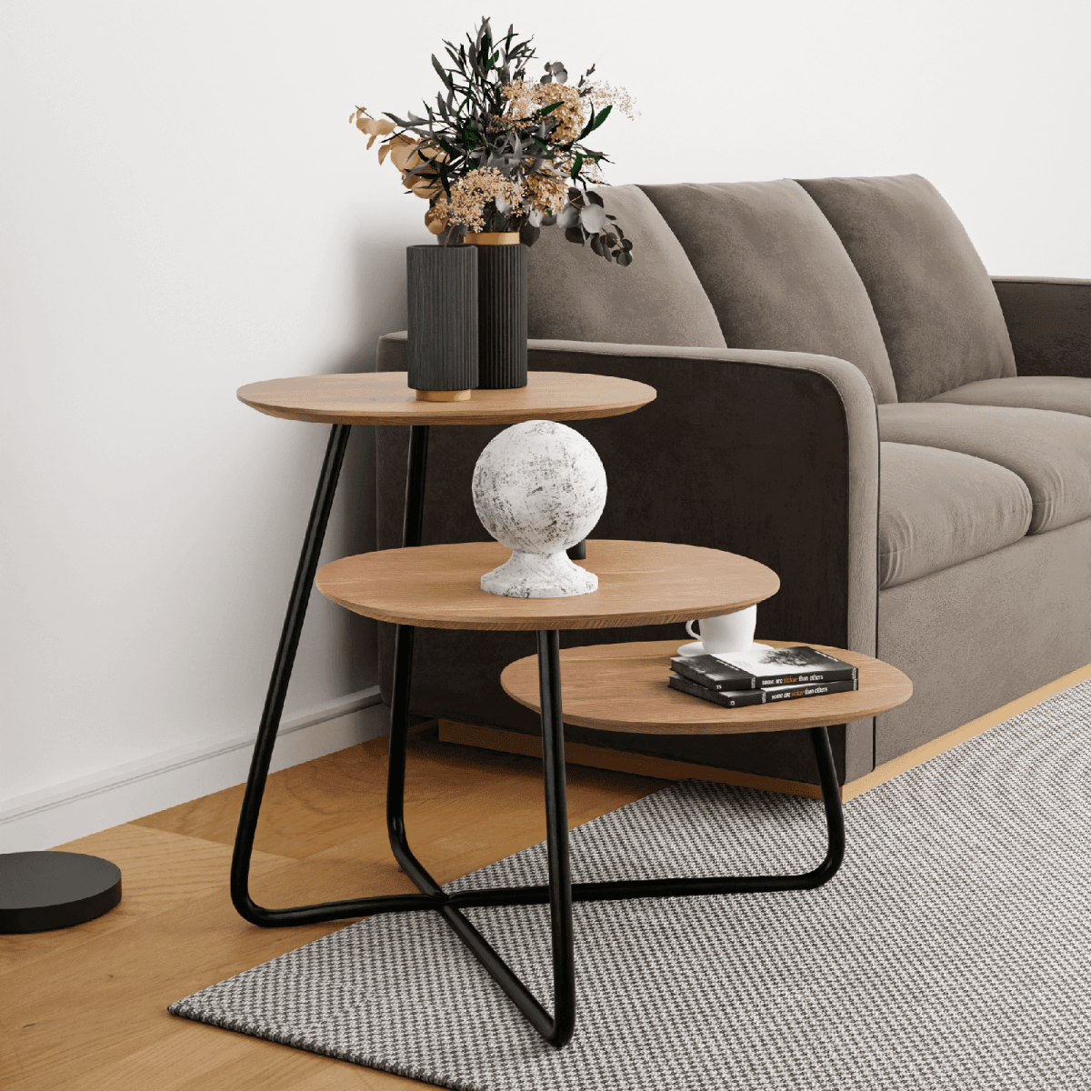 Hazelton Multi - Top End Tables with Manufactured Wood Top and Powder Coated Steel Frame