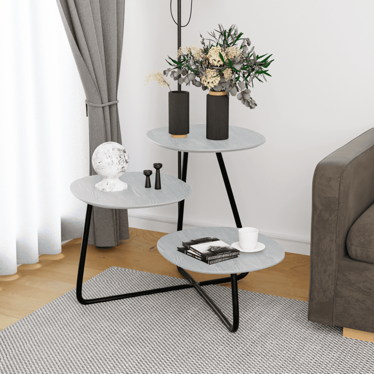 Hazelton Multi - Top End Tables with Manufactured Wood Top and Powder Coated Steel Frame