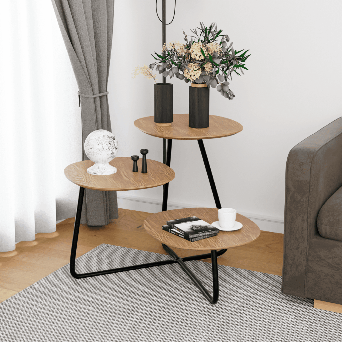 Hazelton Multi - Top End Tables with Manufactured Wood Top and Powder Coated Steel Frame