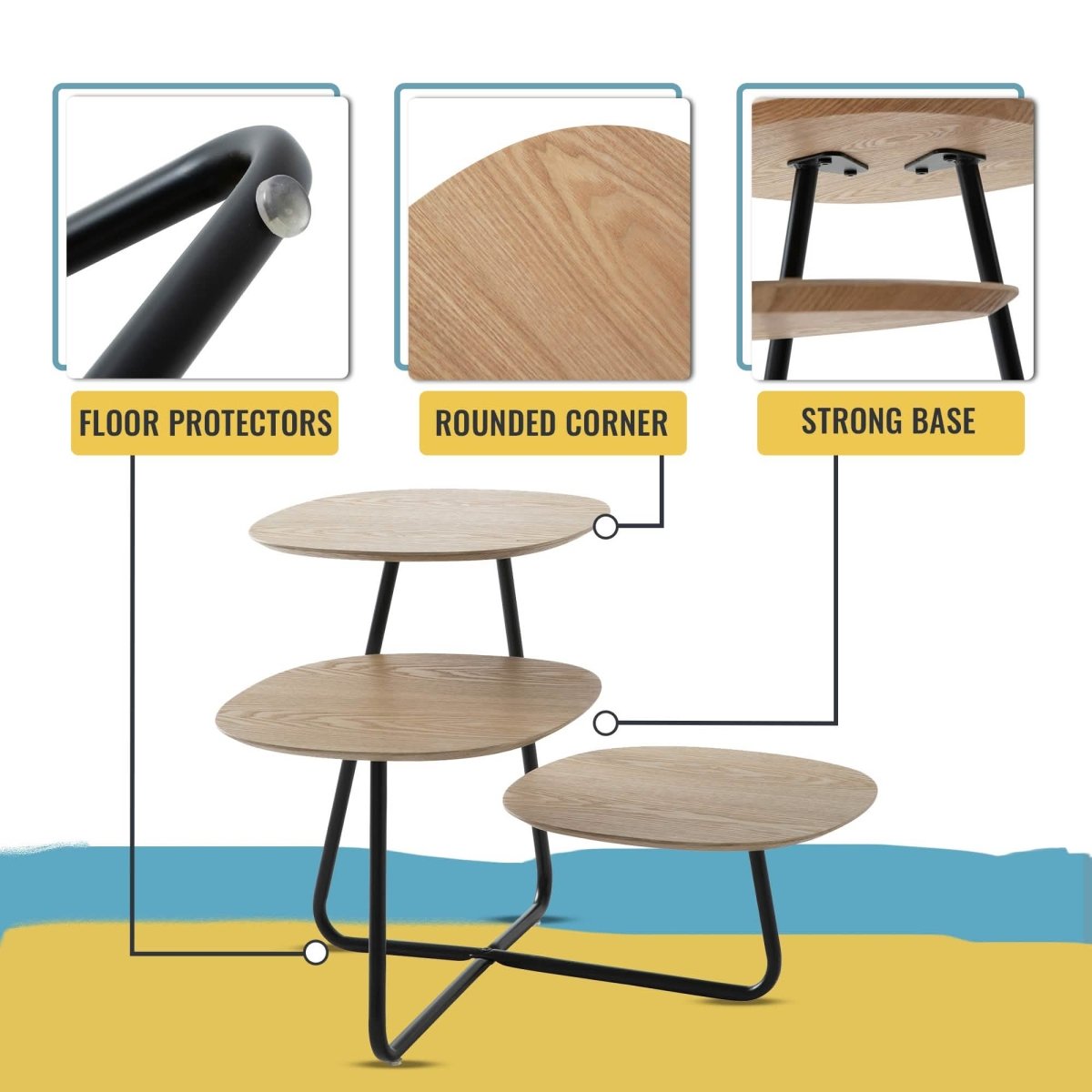 Hazelton Multi - Top End Tables with Manufactured Wood Top and Powder Coated Steel Frame