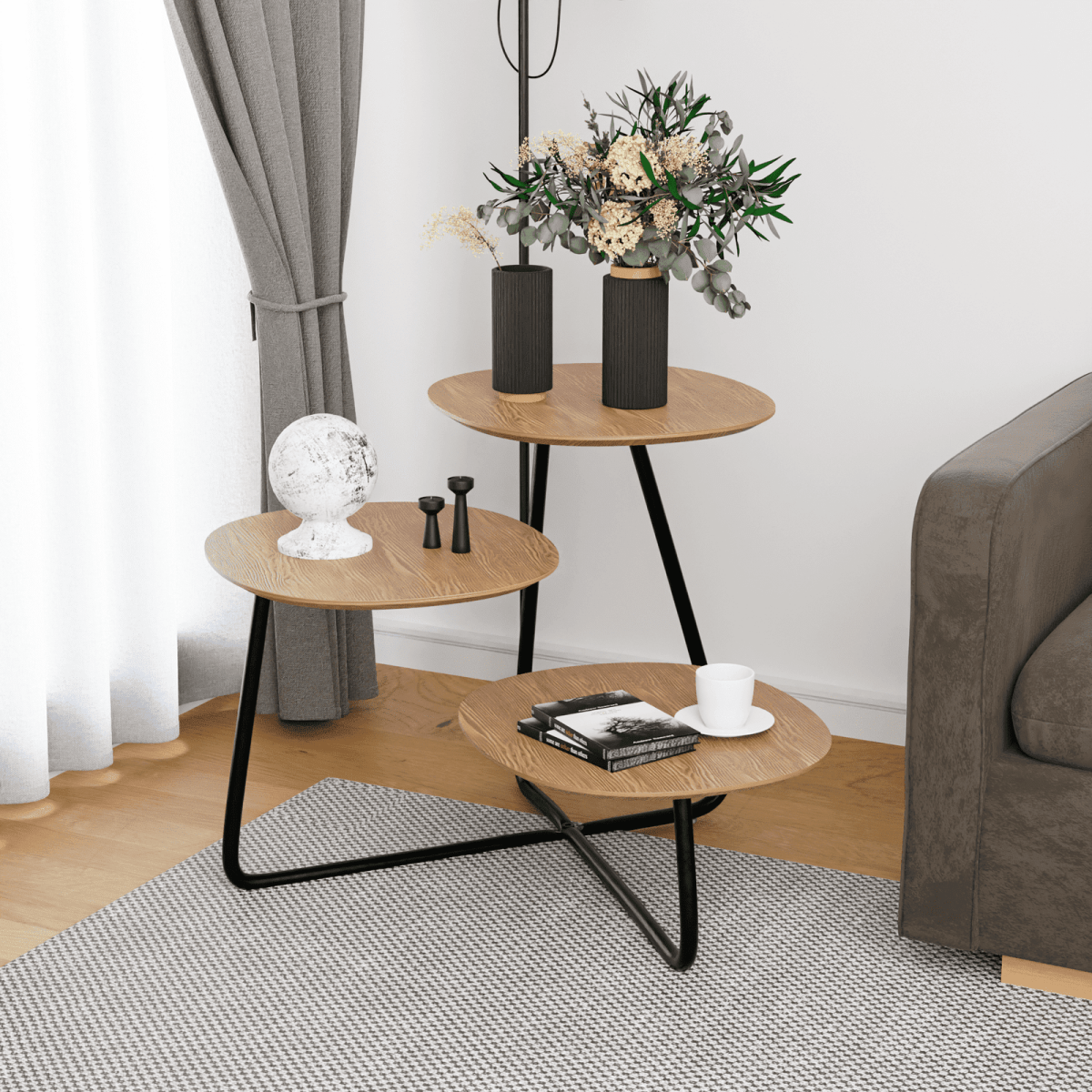 Hazelton Multi - Top End Tables with Manufactured Wood Top and Powder Coated Steel Frame