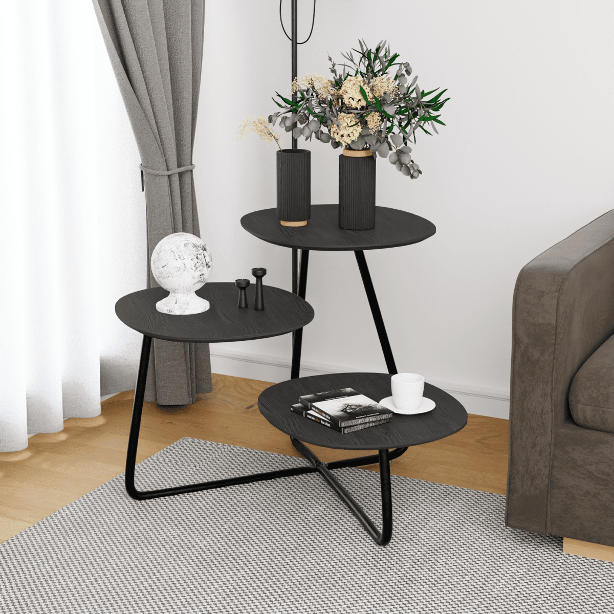 Hazelton Multi - Top End Tables with Manufactured Wood Top and Powder Coated Steel Frame