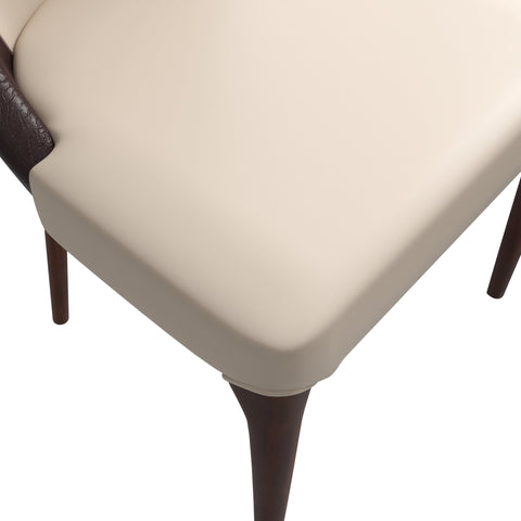 Havana Leather Dining Chair with a Two-Tone Color Design and Rubberwood Legs