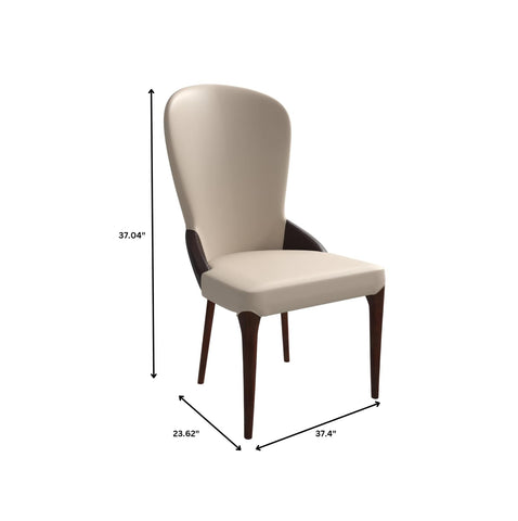 Havana Leather Dining Chair with a Two-Tone Color Design and Rubberwood Legs