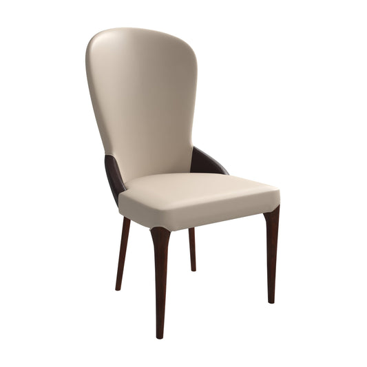 Havana Leather Dining Chair with a Two-Tone Color Design and Rubberwood Legs