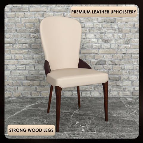 Havana Leather Dining Chair with a Two-Tone Color Design and Rubberwood Legs