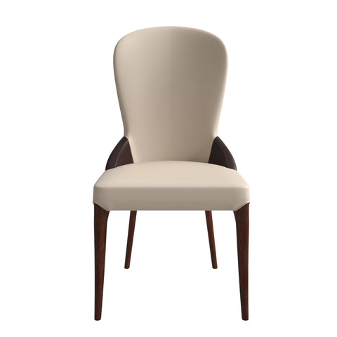 Havana Leather Dining Chair with a Two-Tone Color Design and Rubberwood Legs