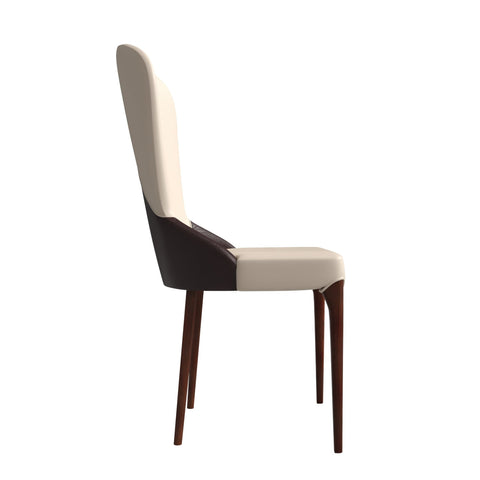 Havana Leather Dining Chair with a Two-Tone Color Design and Rubberwood Legs