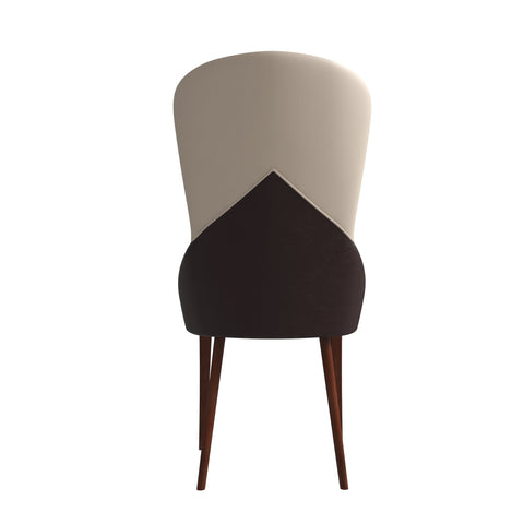 Havana Leather Dining Chair with a Two-Tone Color Design and Rubberwood Legs