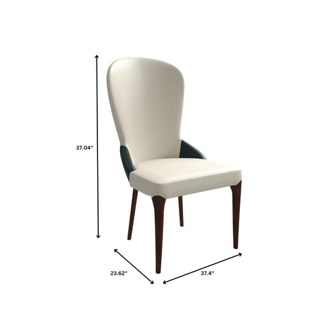 Havana Leather Dining Chair with a Two-Tone Color Design and Rubberwood Legs