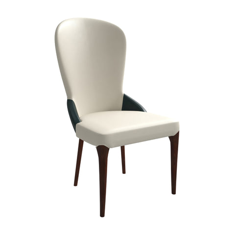 Havana Leather Dining Chair with a Two-Tone Color Design and Rubberwood Legs