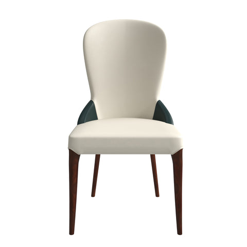 Havana Leather Dining Chair with a Two-Tone Color Design and Rubberwood Legs