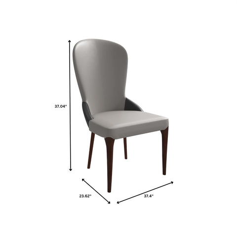 Havana Leather Dining Chair with a Two-Tone Color Design and Rubberwood Legs