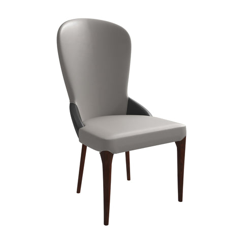 Havana Leather Dining Chair with a Two-Tone Color Design and Rubberwood Legs