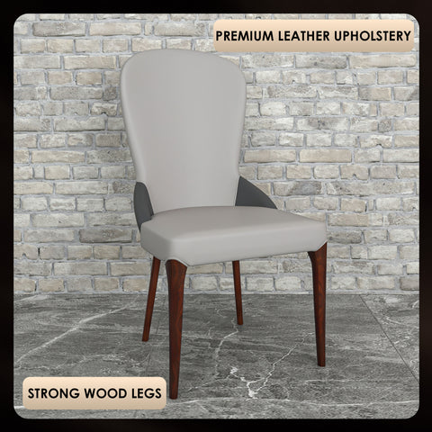 Havana Leather Dining Chair with a Two-Tone Color Design and Rubberwood Legs