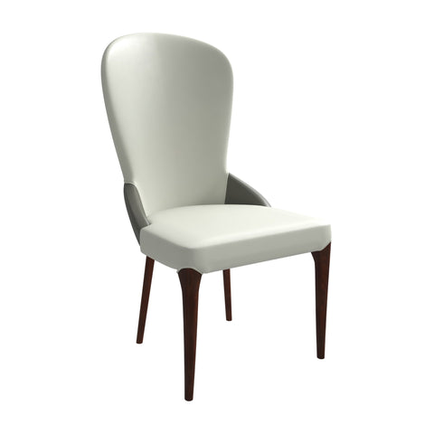 Havana Leather Dining Chair with a Two-Tone Color Design and Rubberwood Legs