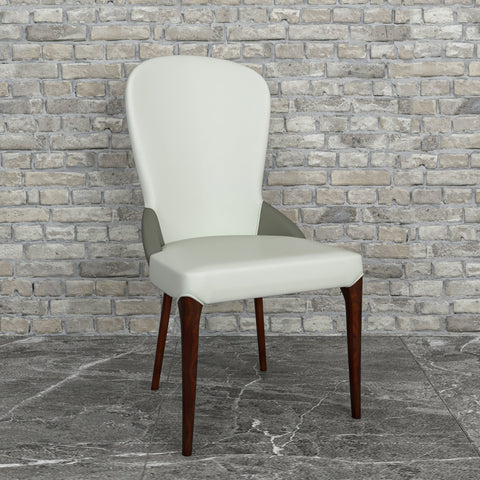 Havana Leather Dining Chair with a Two-Tone Color Design and Rubberwood Legs