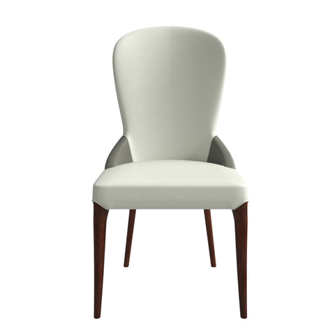 Havana Leather Dining Chair with a Two-Tone Color Design and Rubberwood Legs