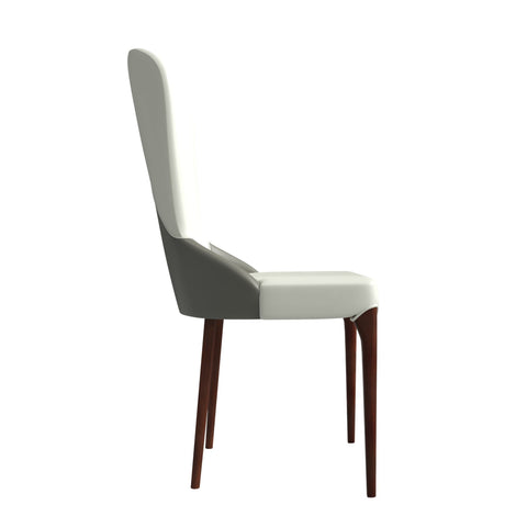 Havana Leather Dining Chair with a Two-Tone Color Design and Rubberwood Legs