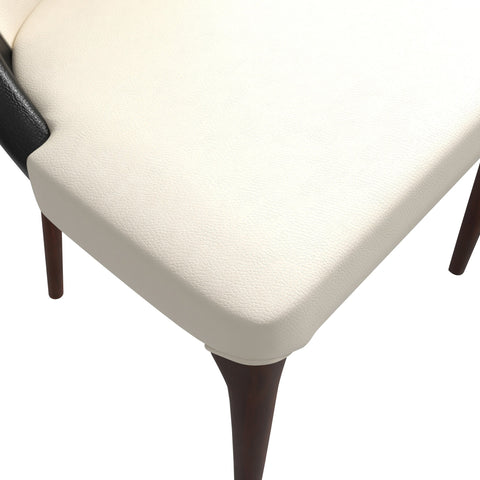 Havana Leather Dining Chair with a Two-Tone Color Design and Rubberwood Legs