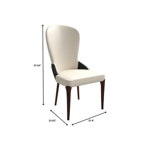 Havana Leather Dining Chair with a Two-Tone Color Design and Rubberwood Legs