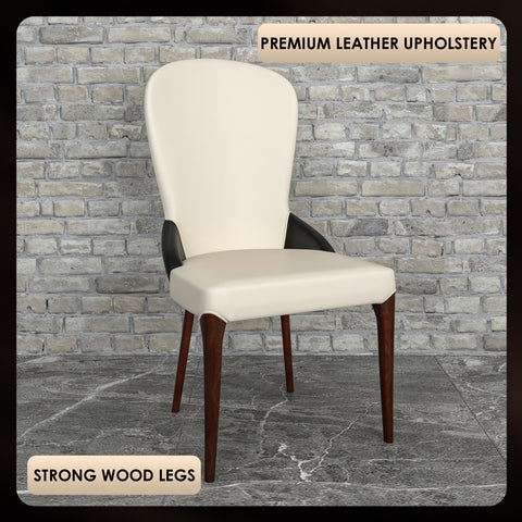 Havana Leather Dining Chair with a Two-Tone Color Design and Rubberwood Legs