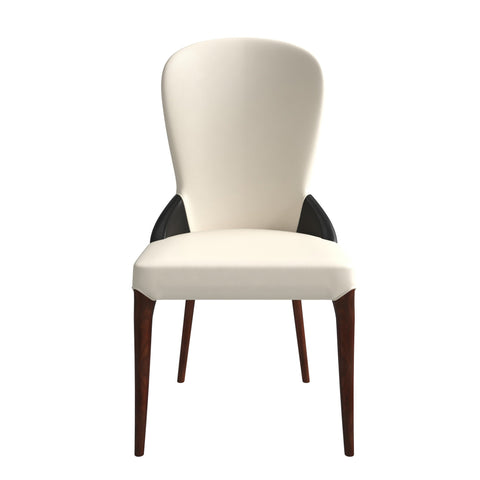 Havana Leather Dining Chair with a Two-Tone Color Design and Rubberwood Legs