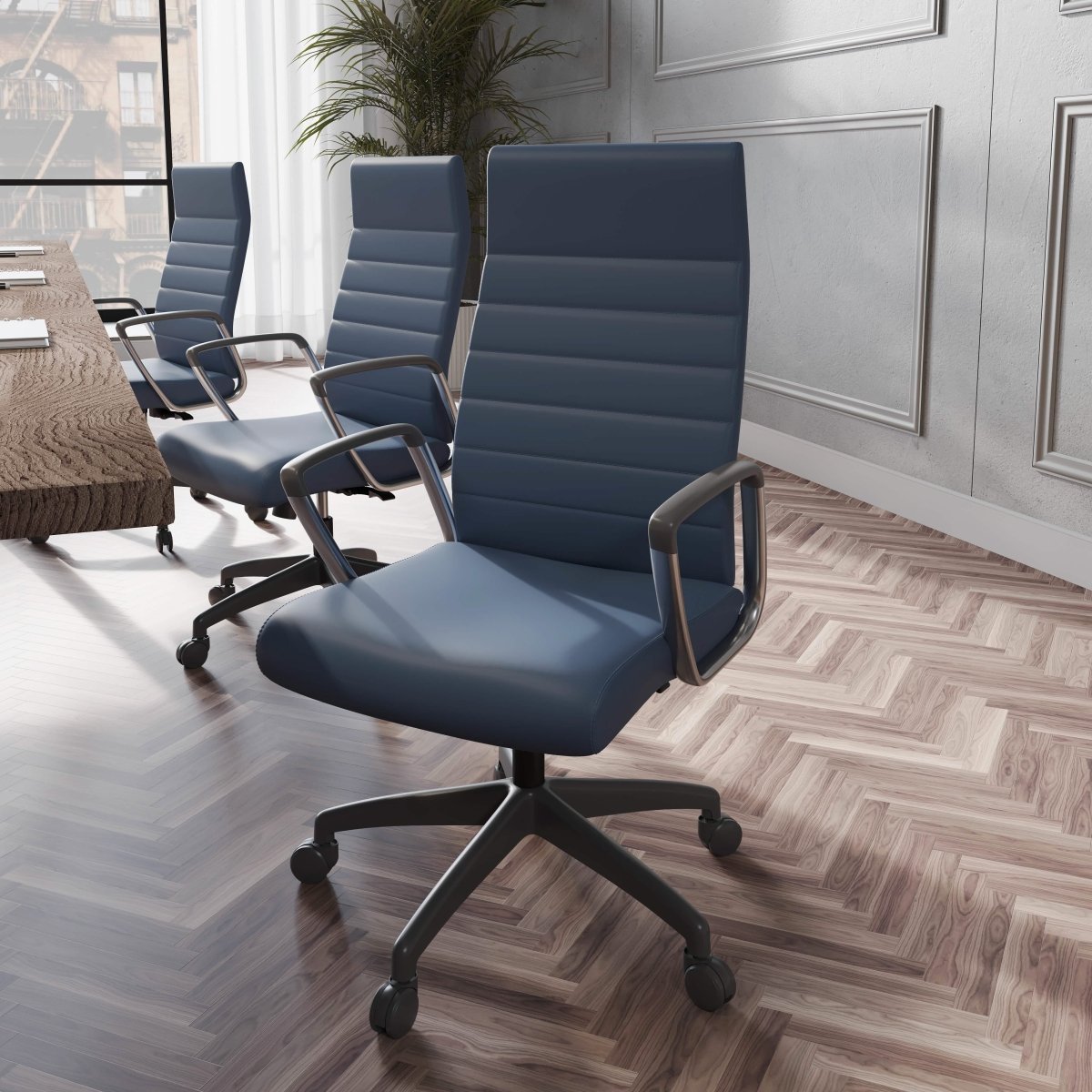 Hilton High - Back Leather Office Chair Adjustable Seat Height in Nylon