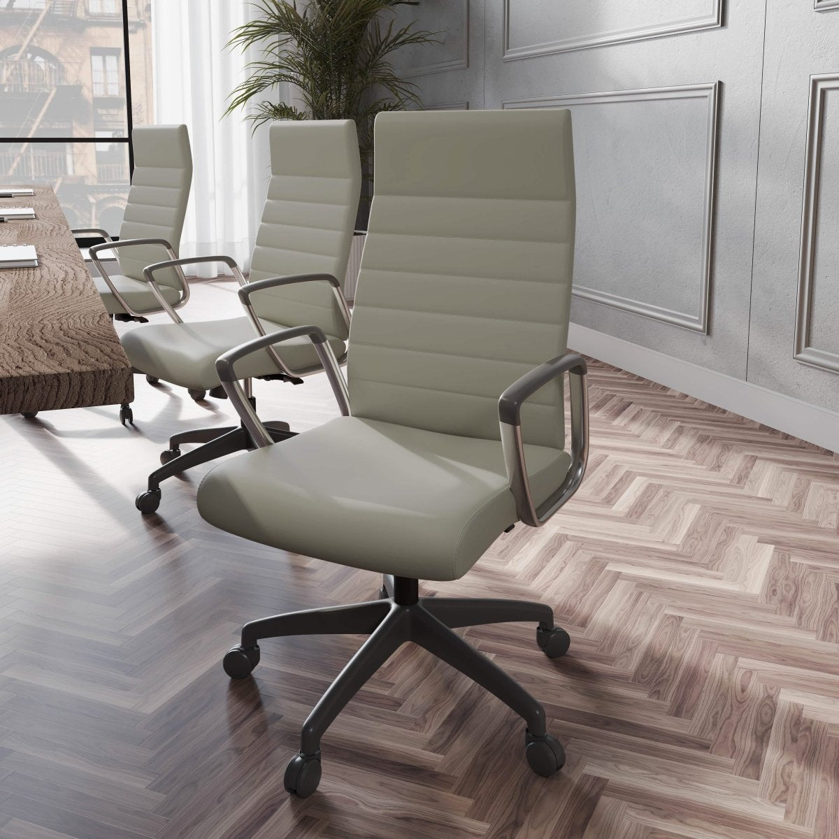 Hilton High - Back Leather Office Chair Adjustable Seat Height in Nylon