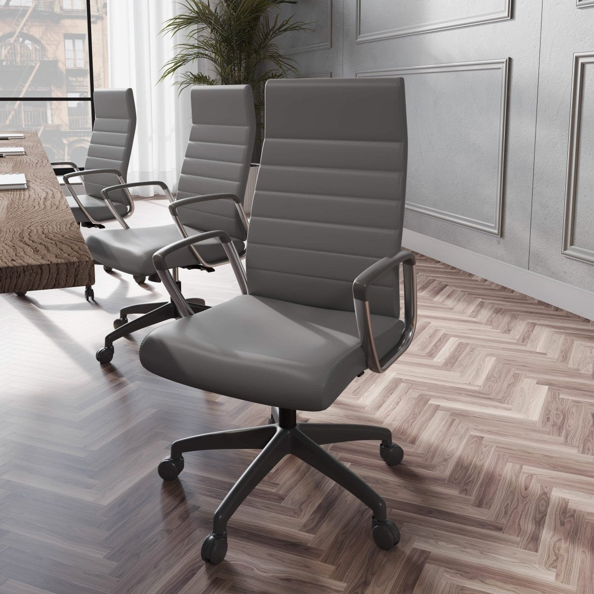 Hilton High - Back Leather Office Chair Adjustable Seat Height in Nylon