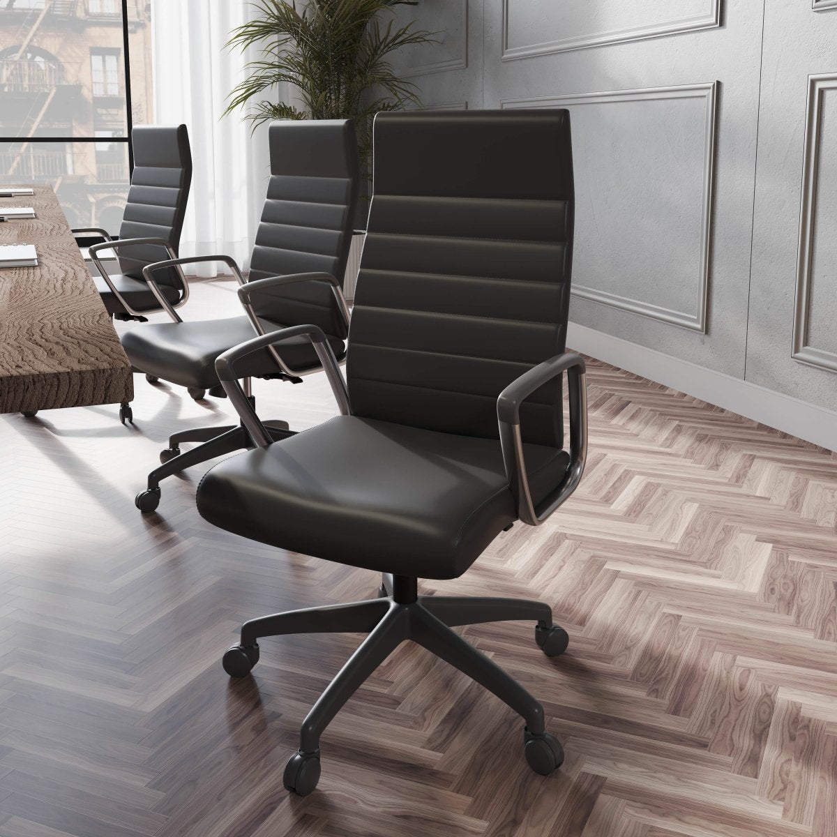 Hilton High - Back Leather Office Chair Adjustable Seat Height in Nylon